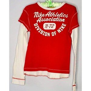 Nike Vintage 70s Athletic Jersey Rare Shirt Pullover 71-72 Red White Large Mens